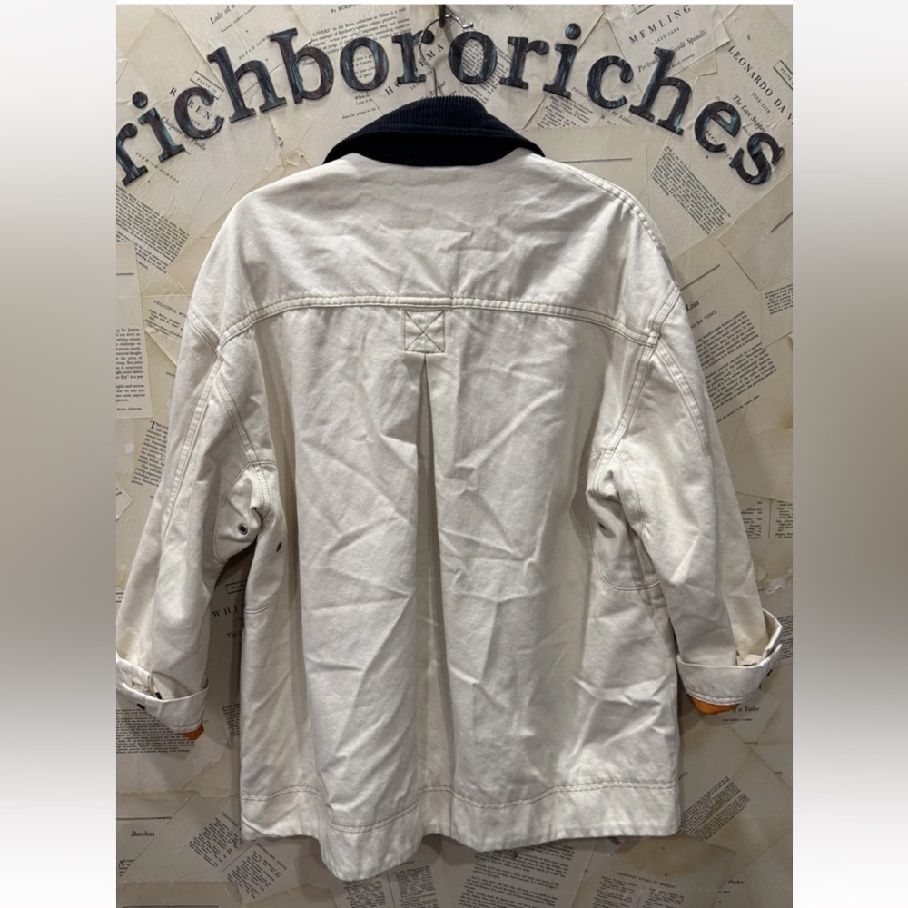 Free People Denim Barn Coat We The Free Denim Button Hook Closures  Ecru - Picture 8 of 8